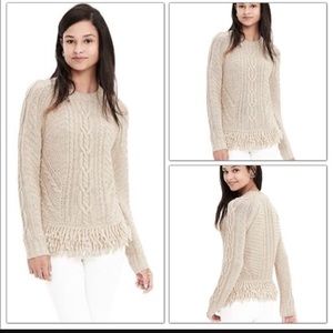 Banana Republic fringe hem hi low sweater Small S